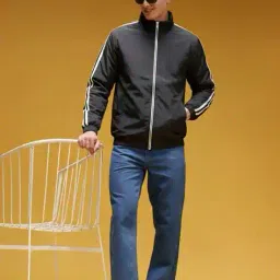 maykr Men Regular Fit Bomber Jacket with Zip-Front image 4