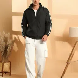 maykr Men Regular Fit Bomber Jacket with Zip-Front image 4