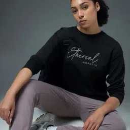 technosport Women Typographic Print Regular Fit Round-Neck Sweatshirt image 4