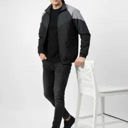 greylongg Men Regular Fit Band Collar Jacket image 4