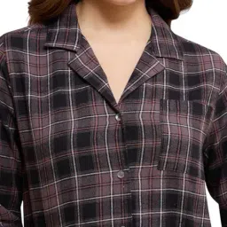 amante Women Checked Shirt & Pyjamas Set image 4