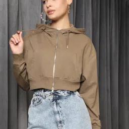 Shein Drop Shoulder Short Zipper Hoodie With Pocket image 4