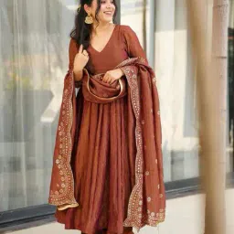 nyrika Women Embroidered Anarkali Kurta Suit Set image 4