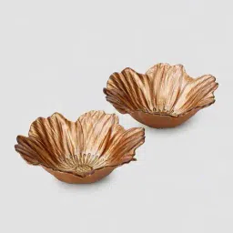 pure home and living Set of 2 Copper Gold Flower Shaped Serving Bowls image 4