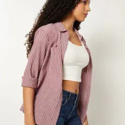 max Women Striped Regular Fit Shirt image 4