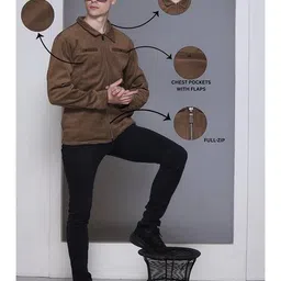 alpha tribe Men Regular Fit Zip-Front Track Jacket image 4