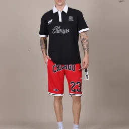 Shein Drop Shoulder Typographic Chest Print Polo Tshirt image 5