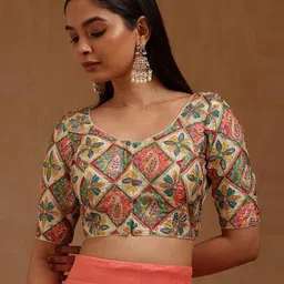 soch Women Satin Ethnic Motif Padded Blouse  image 4