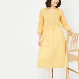 max Women Embroidered Yoke Straight Kurta image 4