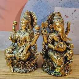 aakrati Set of 2 Brass Laxmi Ganesha Idol image 4
