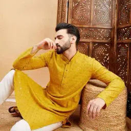 swagg india Men Embroidered Regular Fit Long Kurta image 4