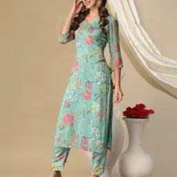 anni designer Women Floral Print Straight Kurta Set image 4