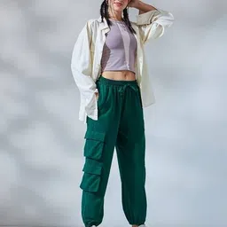 bewakoof Women Cuffed Joggers with Elasticated Drawstring Waist image 4