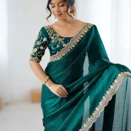 ri-wah Women Saree with Embroidered Scalloped Border image 4