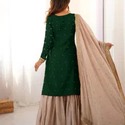 nyrika Women Embellished Straight Kurta Set with Dupatta image 4