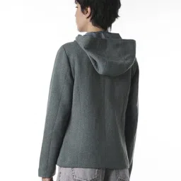 only Women Heathered Regular Fit Hooded Jacket image 4