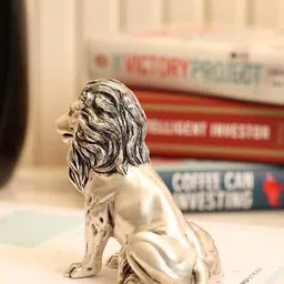 sabera Full-Bodied Silver Lion Paperweight image 4