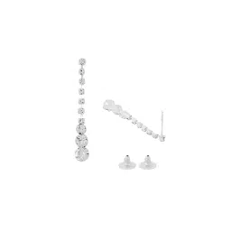 yellow chimes Women Rhodium-Plated Stone-Studded Necklace & Earrings Set image 4