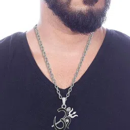 morir Men Silver-Plated Stone-Studded Pendant with Chain image 4