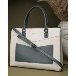 allen solly Women Colourblock Laptop Tote Bag image 4