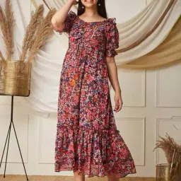mizuki Girls Floral Print Maxi Fit & Flare Dress image 4
