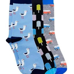 mint & oak Men Pack of 3 Graphic Print Ankle-Length Socks image 4