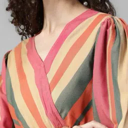 femvy Women Striped Anarkali Kurta image 4