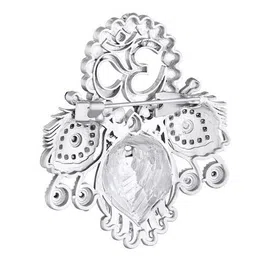 mahi Peacock Feather Shaped Rhodium Plated Brooches  image 4