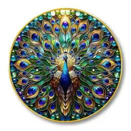 livin luxe Vibrant Peacock 3D Round Wall Art image 4