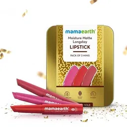 mamaearth Pack of 3 Moisture Matte Long Stay Lipstick Gift Set - Bright and Bold image 4