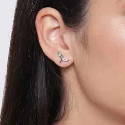 giva Silver Tiny Leaf Earrings image 4