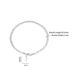 akshat sapphire Silver Curb Bracelet with Jesus Charm image 4