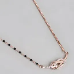 zavya Women Sterling Silver Rose Gold-Plated Beaded Mangalsutra image 4