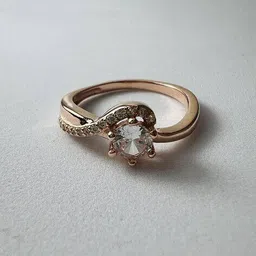 arte Women Sterling Silver Rose Gold-Plated Solitaire Ring image 4
