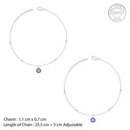 giva Women Silver Evil Eye Charm Anklet image 4