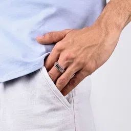 touch925 925 Pure Silver Bohemian Black Stone Band Ring image 4