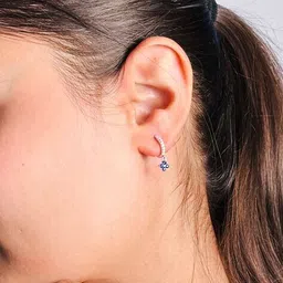 inari shines Women Sterling Silver Stone-Studded Hoop Earrings image 4