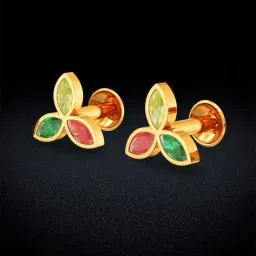 joyalukkas Women Yellow Gold Stone Stud Earrings image 4
