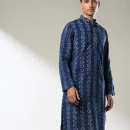 indie picks Handblock Print Natural Hand-Dyed Long Kurta image 4