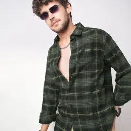 vastrado Men Checked Slim Fit Shirt with Cutaway Collar image 4