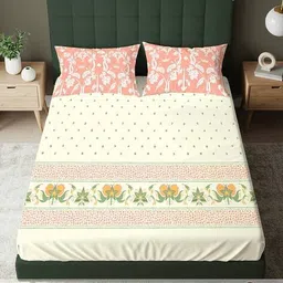 urban space 200 TC Floral Printed Bedsheet with Pillow Cover image 4