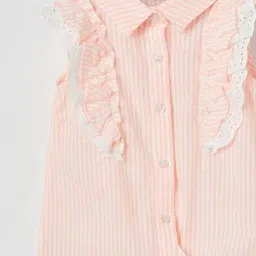 juniors by lifestyle Girl Striped Top with Button Closure image 4