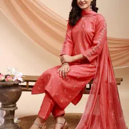 aradhna Women Embroidered Straight Kurta Suit Set  image 4