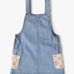 inf frendz Girls Regular Fit Striped Cotton T-Shirt with Dungaree image 4