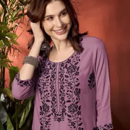opive fashion hub Women Embroidered Straight Kurta Set image 4