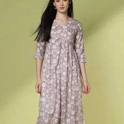 acai Women Floral Print V-Neck Flared kurta image 4