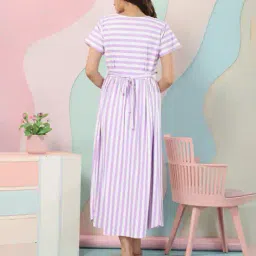 easy mom Women Striped Fit & Flare Maternity Dress image 4
