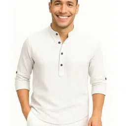 deelmo Men Pack of 2 Regular Fit Short Kurtas with Mandarin Collar  image 4