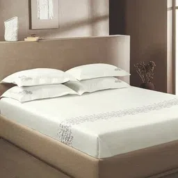 sansaar 200 TC Embroidered King-Size Bedsheet with Pillow Covers image 4