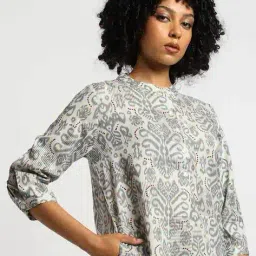 svrnaa by azorte Cotton Flex Ikat Printed Kurta image 4